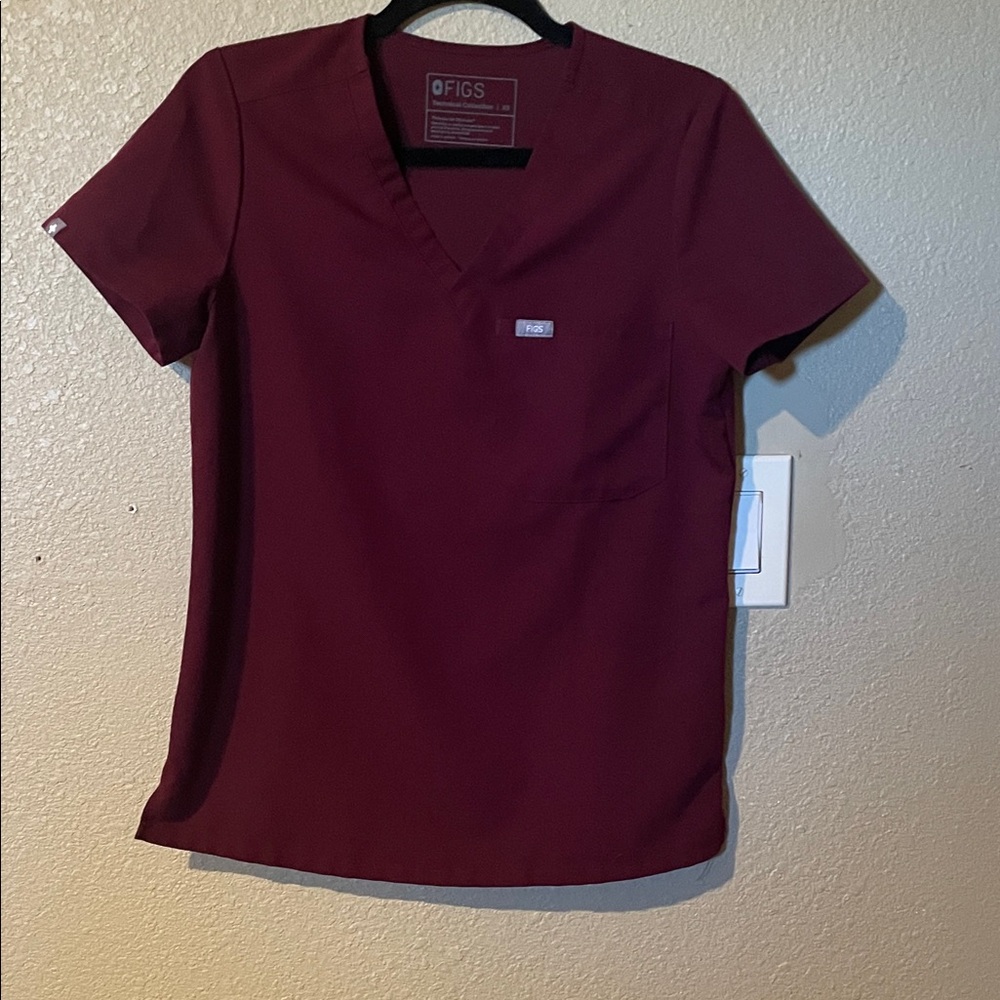 Figs Women's Burgundy Scrub Top